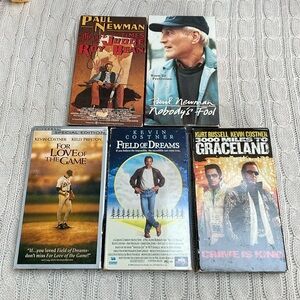 VTG VHS Lot of 5 movies. Kevin Costner/Paul Newman classics Baseball western 90s